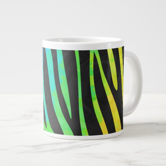 Trendy Rainbow and Black Zebra Animal Print on ele Jumbo-Tasse (Vorderseite Rechts)