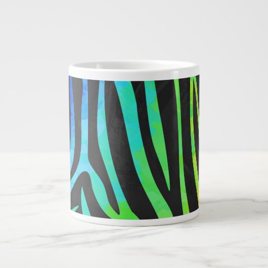 Trendy Rainbow and Black Zebra Animal Print on ele Jumbo-Tasse (Vorderseite)