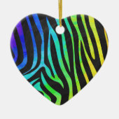 Trendy Rainbow and Black Zebra Animal Print on ele Keramikornament (Vorne)