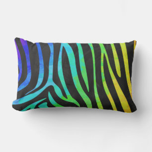 Trendy Rainbow and Black Zebra Animal Print on ele Lendenkissen