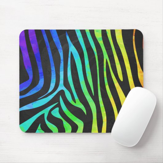 Trendy Rainbow and Black Zebra Animal Print on ele Mousepad (Mit Mouse)