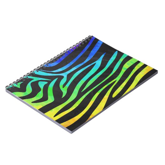 Trendy Rainbow and Black Zebra Animal Print on ele Notizblock (Linke Seite)