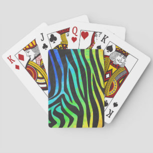 Trendy Rainbow and Black Zebra Animal Print on ele Spielkarten