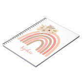 Trendy Rainbow Boho Pink Getrocknete Blume Notizblock (Linke Seite)
