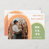 Trendy Rainbow Boho Save the Date Green (Vorne/Hinten)