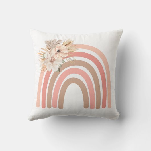 Trendy Rainbow chic Dried Blume Boho Kissen (Rückseite)