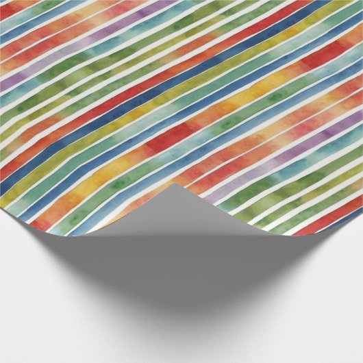 Trendy Rainbow Colorful Stripe Pattern Geschenkpapier (Ecke)