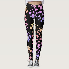 Trendy Rainbow Dots on Black - Leggings