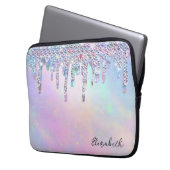 Trendy Rainbow Glitter Drips Holographic Laptopschutzhülle (Vorderseite Links)