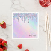 Trendy Rainbow Glitter Drips Holographic Serviette (Beispiel)