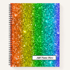 Trendy Rainbow Glitzer Anpassbarer Name Notizblock