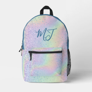 Trendy Rainbow Glitzer Monogram Style Bedruckter Rucksack
