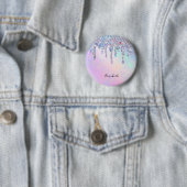 Trendy Rainbow Glitzer Tropfens Holographic Button (Beispiel)