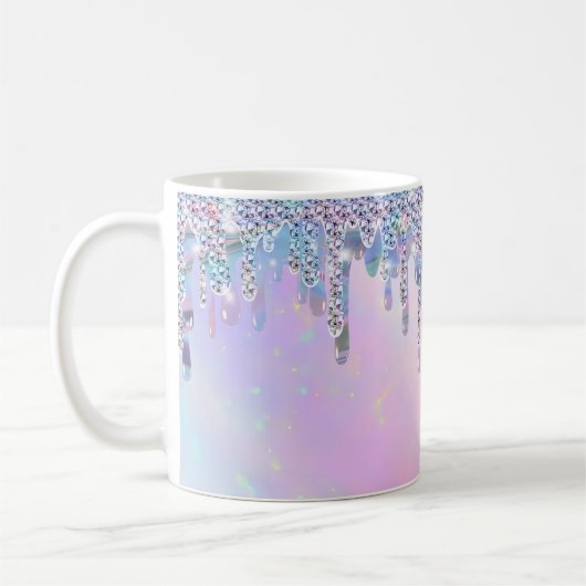 Trendy Rainbow Glitzer Tropfens Holographic Kaffeetasse (Links)