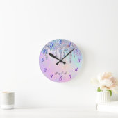 Trendy Rainbow Glitzer Tropfens Holographic Runde Wanduhr (Zuhause)