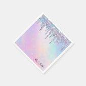 Trendy Rainbow Glitzer Tropfens Holographic Serviette (Ecke)