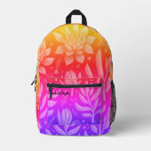 Trendy Rainbow Gradient Garden Zen Floral Muster Bedruckter Rucksack (Vorderseite)