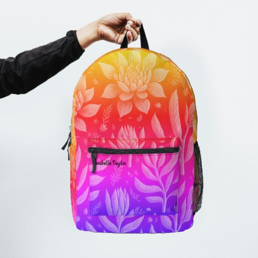Trendy Rainbow Gradient Garden Zen Floral Muster Bedruckter Rucksack