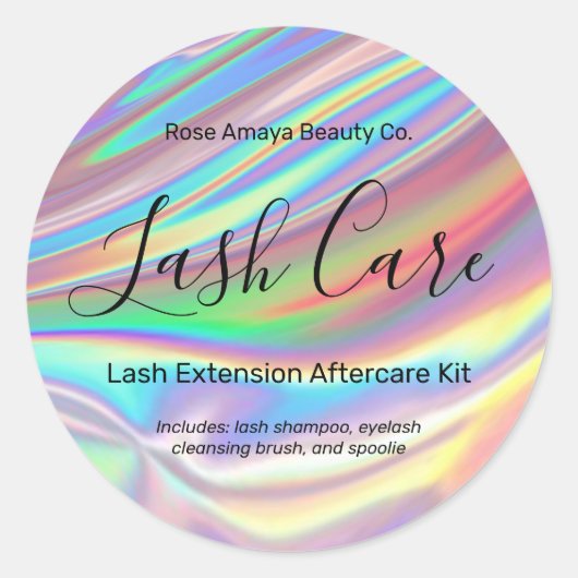 Trendy Rainbow Lash Extension Aftercare Kit Label Runder Aufkleber (Vorderseite)
