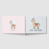 Trendy Rainbow Llama Cartoon und Name Baby Shower Gästebuch (Voll)