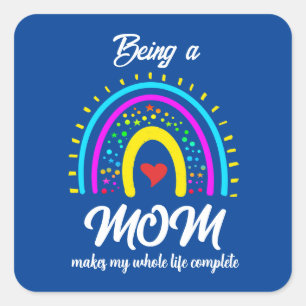 TRENDY RAINBOW MUTTERTAGSGESCHENK FÜR MAMA  QUADRATISCHER AUFKLEBER