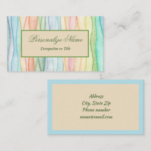 Trendy Rainbow Pastel Colors Soft Blue Border Visitenkarte