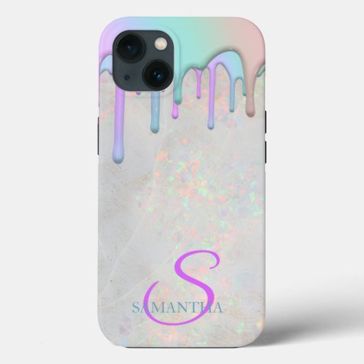 Trendy Rainbow Tropfens Holographic Opal Case-Mate iPhone Hülle (Rückseite)