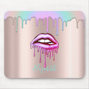 Trendy Rainbow Tropfens Metallische Dripping Lips Mousepad