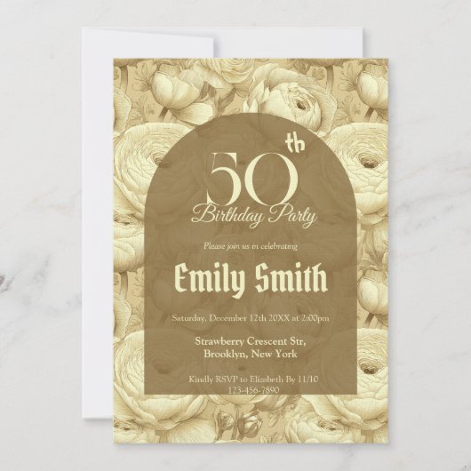 Trendy Ranunculus Luxury Nature-Inspired Parties Einladung (Vorderseite)