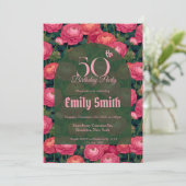 Trendy Ranunculus Sparkle 70Th Birthday Einladung (Stehend Vorderseite)
