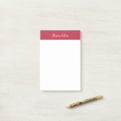 Trendy Raspberry Red & White Script Monogram Post-it Klebezettel (Auf Schreibtisch)