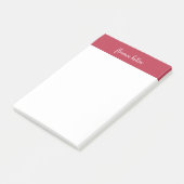 Trendy Raspberry Red & White Script Monogram Post-it Klebezettel (angewinkelt)