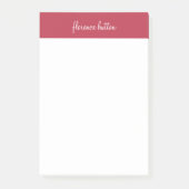 Trendy Raspberry Red & White Script Monogram Post-it Klebezettel (Vorderseite)