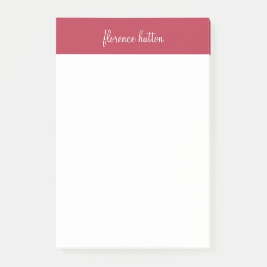 Trendy Raspberry Red & White Script Monogram Post-it Klebezettel (Vorderseite)