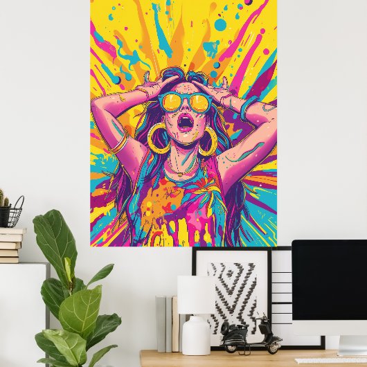 Trendy Rave Party Flat Illustration Doodle Poster (Heimbüro)