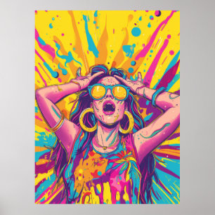 Trendy Rave Party Flat Illustration Doodle Poster