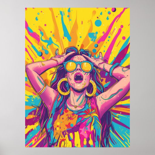 Trendy Rave Party Flat Illustration Doodle Poster (Vorne)
