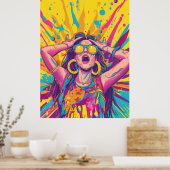 Trendy Rave Party Flat Illustration Doodle Poster (Küche)