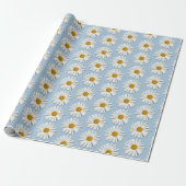 Trendy Real Daisy Blume - Wedding Blue Fashion Geschenkpapier (Ungerollt)