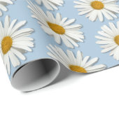 Trendy Real Daisy Blume - Wedding Blue Fashion Geschenkpapier (Rolleneckpunkt)