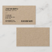 Trendy Real Kraft Papier verzerrt Text Vorlage Visitenkarte (Vorne/Hinten)
