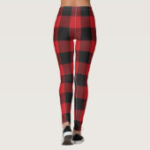 Trendy Red and Black Buffalo Karos Leggings (Rückseite)