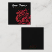 Trendy Red and Black Dragon Tattoo Artist Quadratische Visitenkarte (Vorne/Hinten)