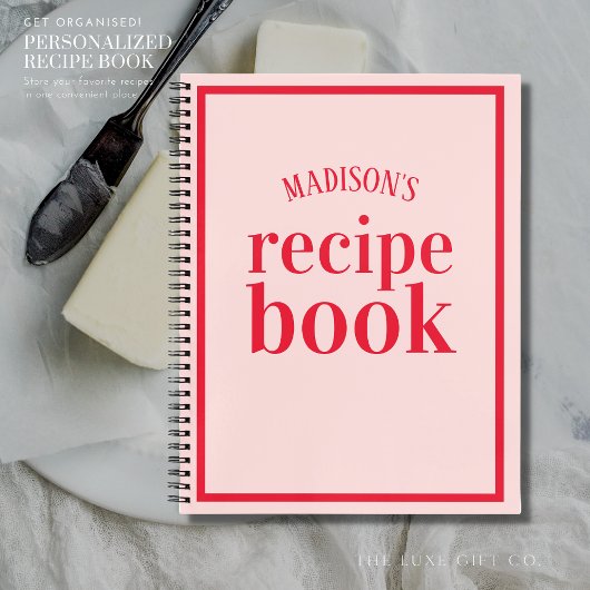 Trendy Red and Blush Brautparty Rezept Notizblock