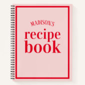 Trendy Red and Blush Brautparty Rezept Notizblock (Vorderseite)