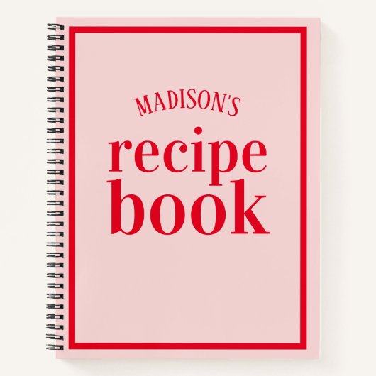 Trendy Red and Blush Brautparty Rezept Notizblock (Vorderseite)