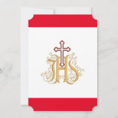 Trendy Red and Gold Blüh Confirmation Einladung (Rückseite)