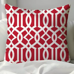 Trendy Red and White Marokcan Trellis Pattern Kissen