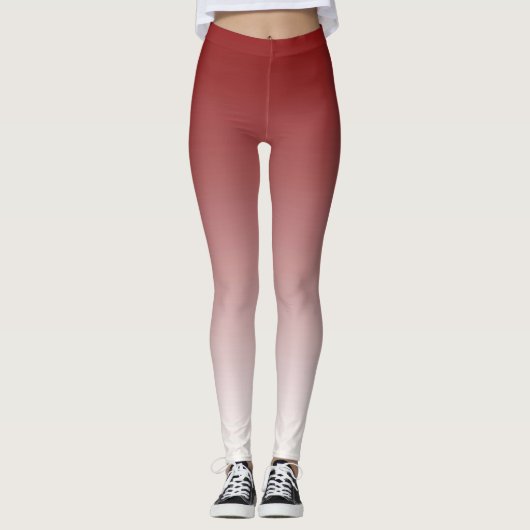 Trendy Red and White Ombre Leggings (Vorderseite)
