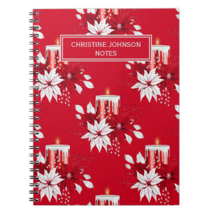 Trendy Red and White Poinsettia Blume Notizblock